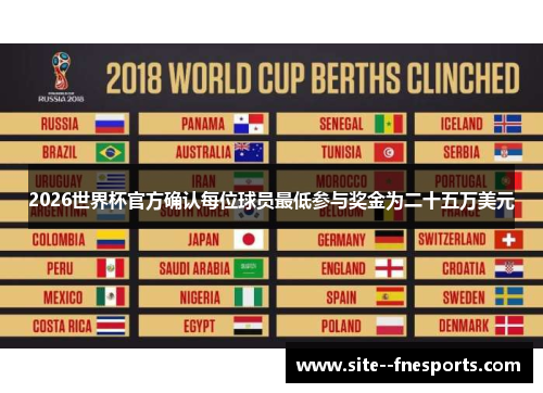 2026世界杯官方确认每位球员最低参与奖金为二十五万美元